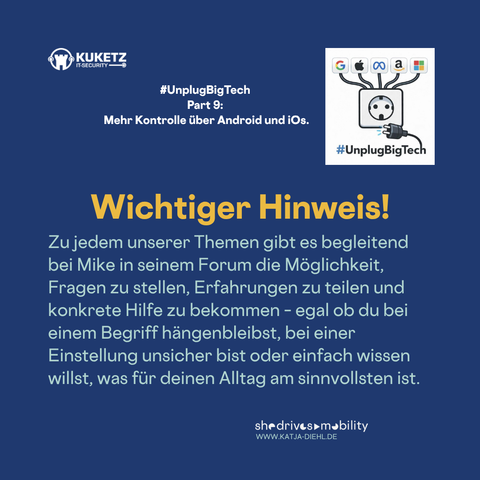 Wichtiger Hinweis!
Zu jedem unserer Themen gibt es begleitend bei Mike in seinem Forum die Möglichkeit, Fragen zu stellen, Erfahrungen zu teilen und konkrete Hilfe zu bekommen - egal ob du bei einem Begriff hängenbleibst, bei einer Einstellung unsicher bist oder einfach wissen willst, was für deinen Alltag am sinnvollsten ist.