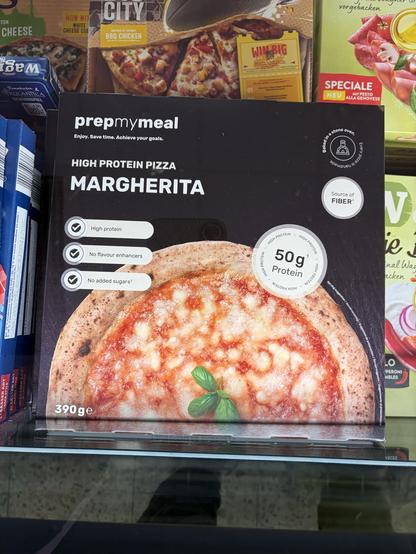 Pizza in der Truhe. High Protein. „prepMyMeal - Enjoy. Save time. achieve your goals“,